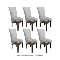 6 Fundas Nacionales de Terciopelo para Silla Recta - Plata