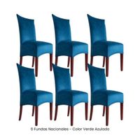 6 Fundas Nacionales de Terciopelo para Silla Recta - Verde Azulado