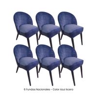 6 Fundas Nacionales de Terciopelo para Silla Vintage Curva - Azul Acero