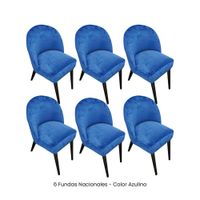 6 Fundas Nacionales de Terciopelo para Silla Vintage Curva - Azulino