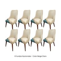 8 Fundas Nacionales de Terciopelo para Silla Brazo - Beige Claro