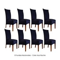 8 Fundas Nacionales de Terciopelo para Silla Recta - Azul Noche