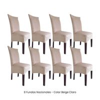 8 Fundas Nacionales de Terciopelo para Silla Recta - Beige Claro
