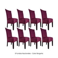 8 Fundas Nacionales de Terciopelo para Silla Recta - Borgoña