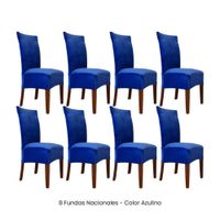 8 Fundas Nacionales de Terciopelo para Silla Recta - Azulino
