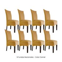 8 Fundas Nacionales de Terciopelo para Silla Recta - Camel