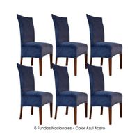 6 Fundas Nacionales de Terciopelo para Silla Recta - Azul Acero