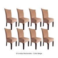 8 Fundas Nacionales de Terciopelo para Silla Recta - Beige