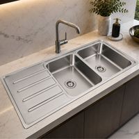 Lavadero Doble de Lujo Acero Inoxidable 120 x 50 cm con Escurridero
