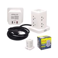 Adaptador tipo Torre de 8 tomas 2 Usb Tipo A Tipo C Opalux OP-TW8