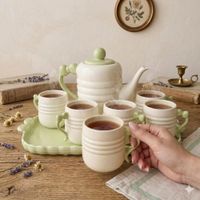 Juego de Té de 8 Piezas de Cerámica Nuvia Verde  118VR09