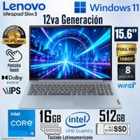 Laptop Lenovo IdeaPad Slim 3  Intel Core i5-12450H 16GB RAM 512GB  15.6 FHD Táctil  83ER00NKLM