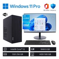 Computadora PC Intel Core i5 3.60 GHz 8GB RAM 256GB SSD 500GB HDD - Monitor 22'' FHD WiFi