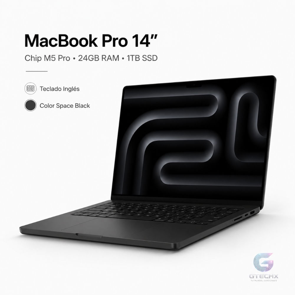 Laptop Apple Macbook Pro 14"" Chip M5 Pro 24GB RAM 1TB SSD Teclado Inglés Space Black