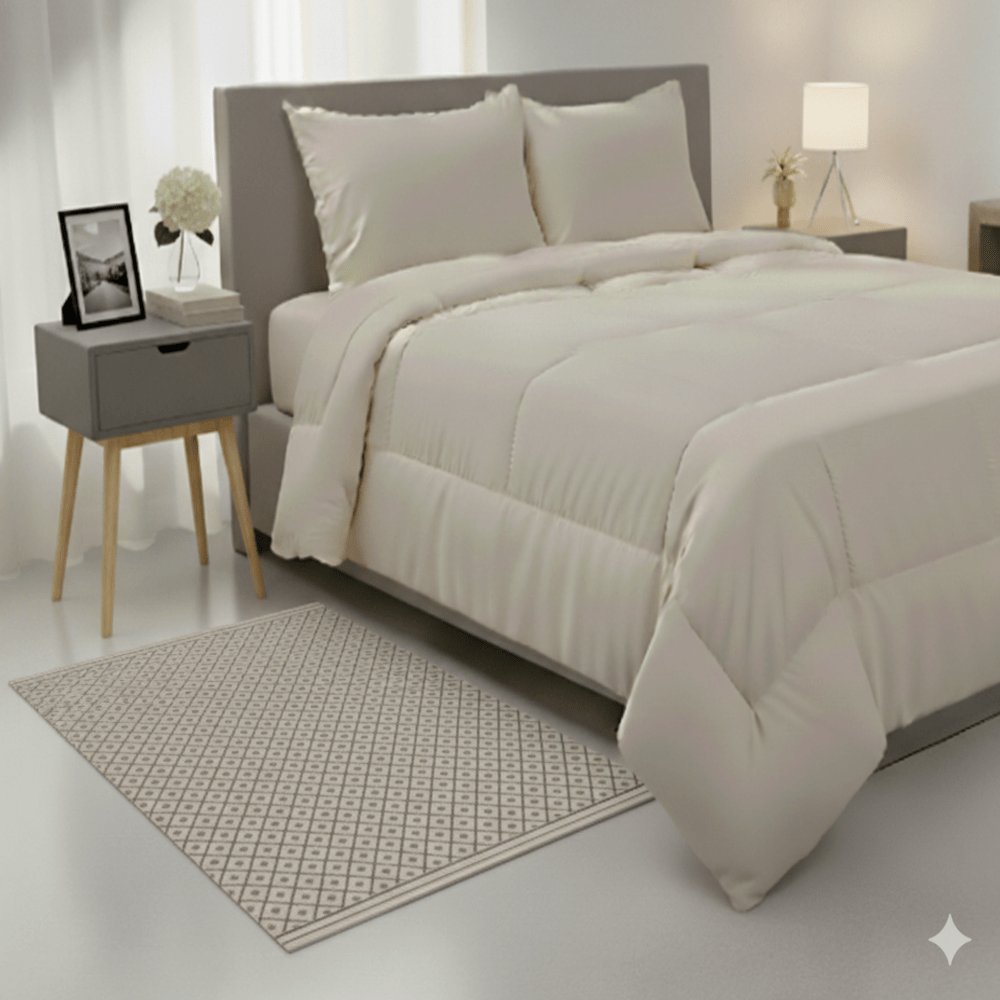 EDREDON ALGODON 220 HILOS BEIGE 1.5 PLAZAS FREE HOME PREMIUM