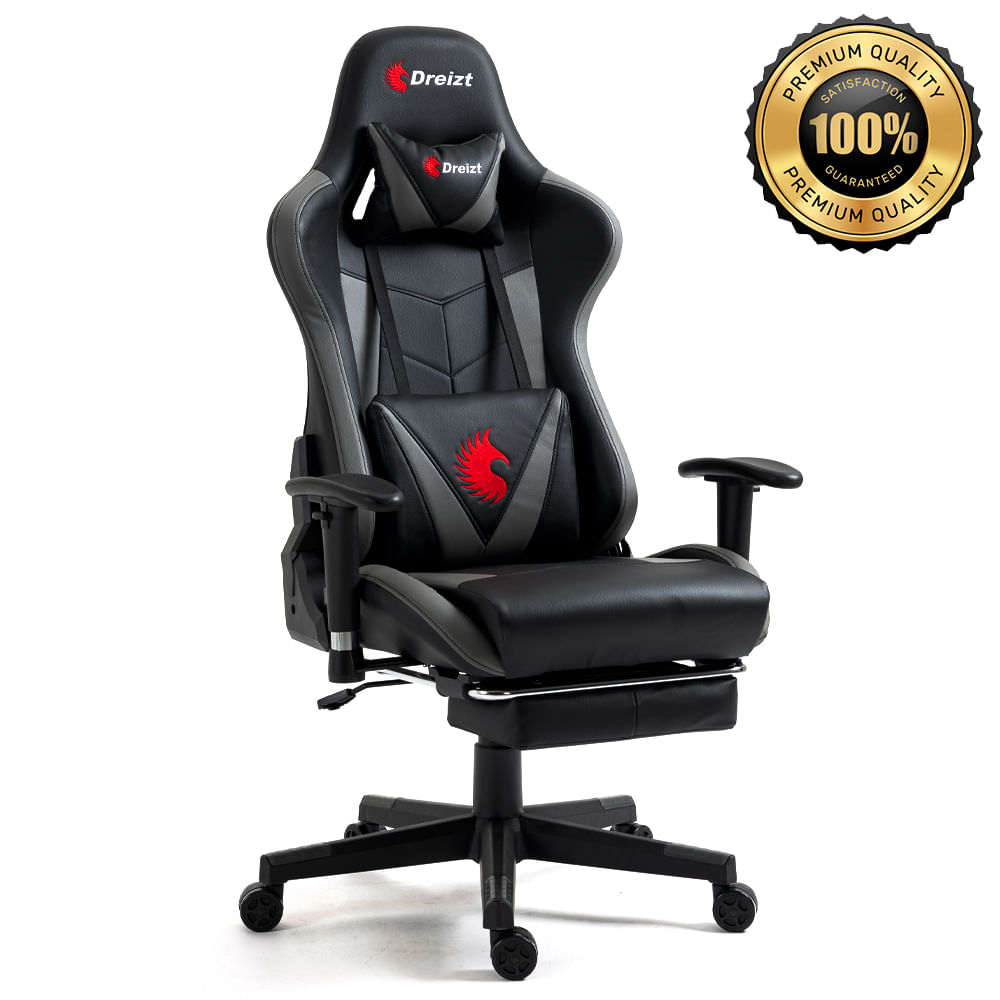 Silla Gamer Dreizt Apolo Series Plomo Pro 180° Reclinable Alta Calidad Con Posapies - SLS990022