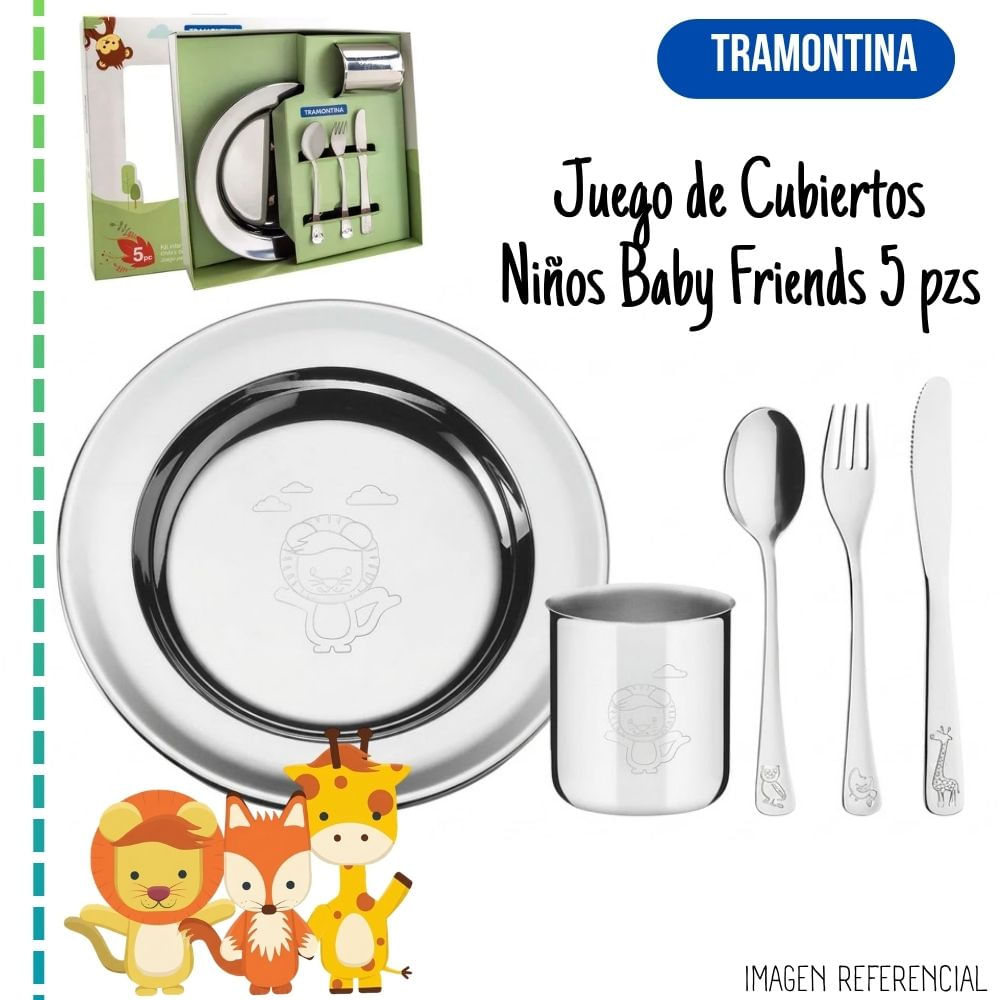 Juego de Cubiertos TRAMONTINA Niños Baby Friends 5 pzs