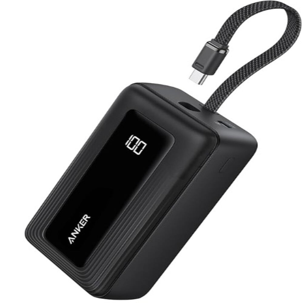 Power Bank Anker 20 000mAh 30W con Cable USB-C Integrado Negro