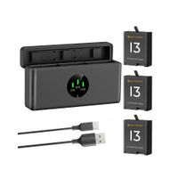 Kit De 3 Baterías y  Cargador triple Para Gopro Hero 13 KF Concept  KF28.0087