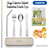 Set de Cubiertos Infantiles Tramontina con Estuche y Popote - 5 Piezas