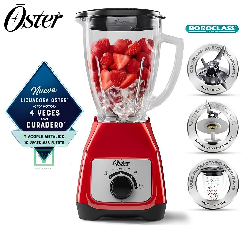 Licuadora Oster  de 1.5 Lts 2 Vel y Pulso BLSTKAG-RRD Rojo