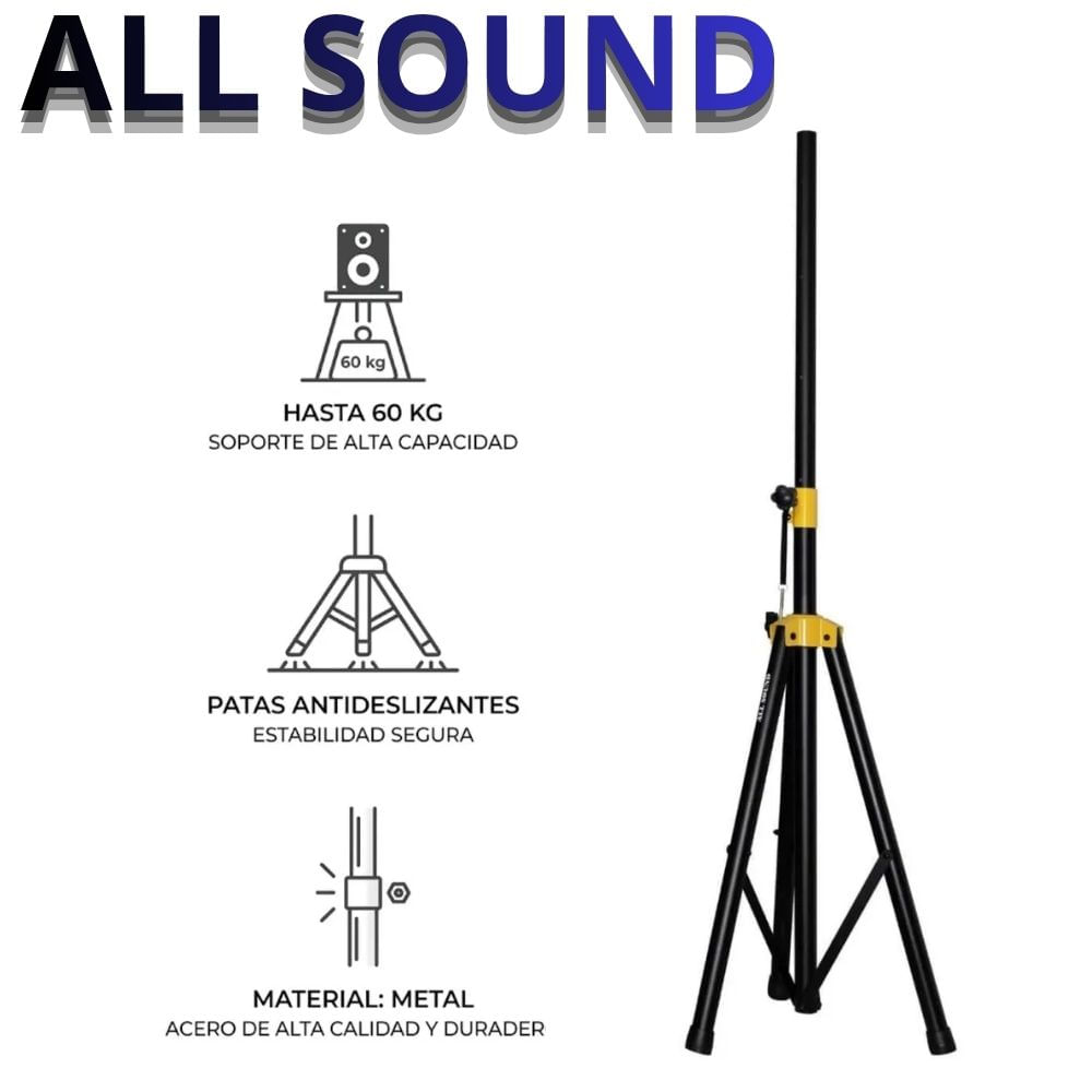 Soporte Trípode para Parlante  ALL SOUND SC-M57A  de Metal Resistente Hasta 60kg Amarillo