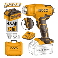 Pistola de Calor Ingco 20V con 1 Batería 4.0AH y Cargador HGLI20025