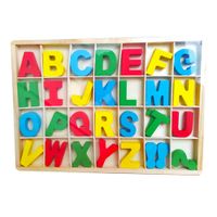 Set De 56 Letras Alfabeto Mayúsculas De Madera Multicolor