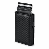 Portatarjetas Ejecutivo RFID Negro Compacto con Bloqueo Antirrobo