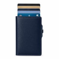 Portatarjetas Ejecutivo RFID Azul Marino Compacto con Bloqueo Antirrobo Premium