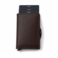 Portatarjetas Ejecutivo RFID Marron Compacto con Bloqueo Antirrobo Premium
