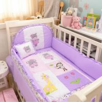 Set De Cuna Para Bebé Color Lila 5 Piezas Suave