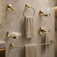 Set de Accesorios para Baño en Acero Dorado Satinado