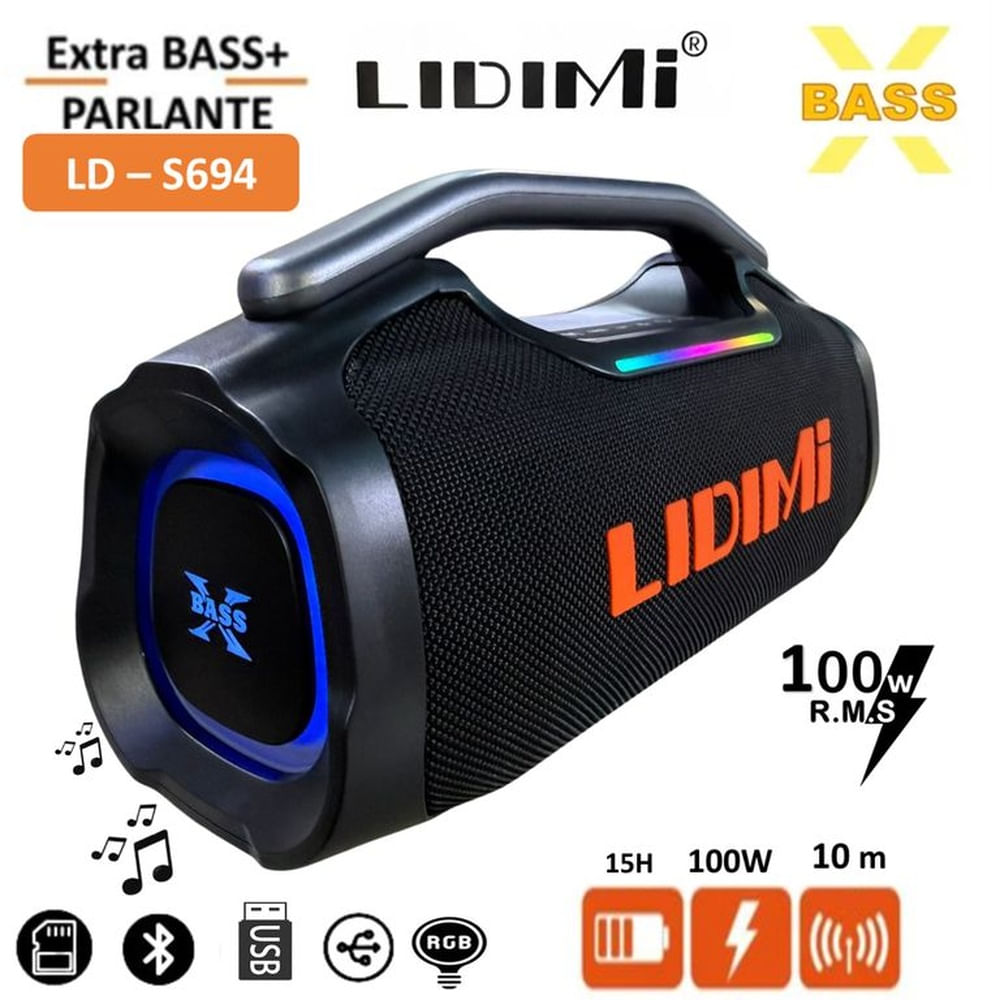 Parlante Bluetooth Lidimi Super 100W LD-S694 USB LED RGB