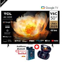 Televisor TCL 50 UHD 4K Smart GOOGLE TV 50V6C MAS Audífono ORACLE Red Bull