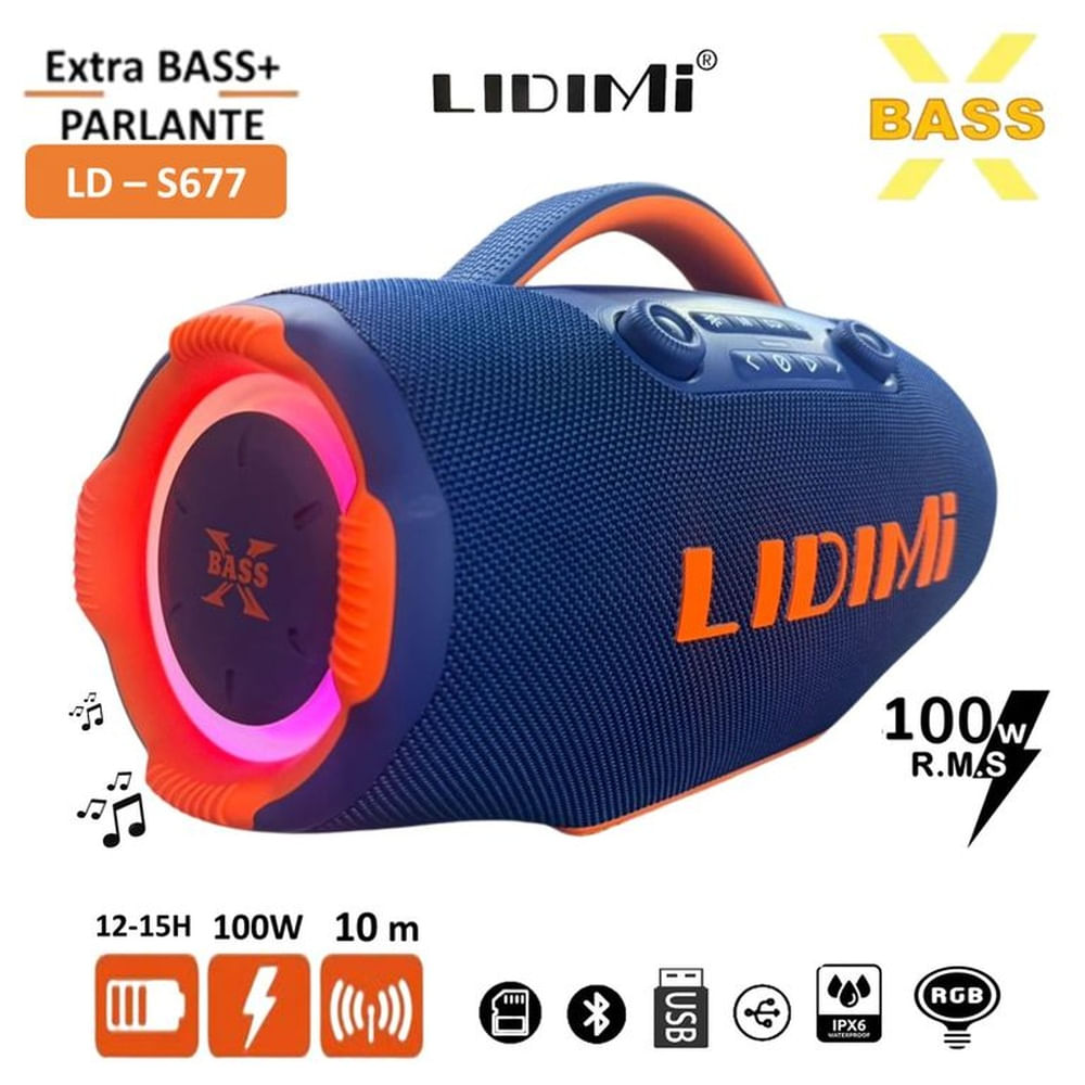 Parlante Portátil Lidimi LD-S677 Extra Bass 100W Bluetooth USB
