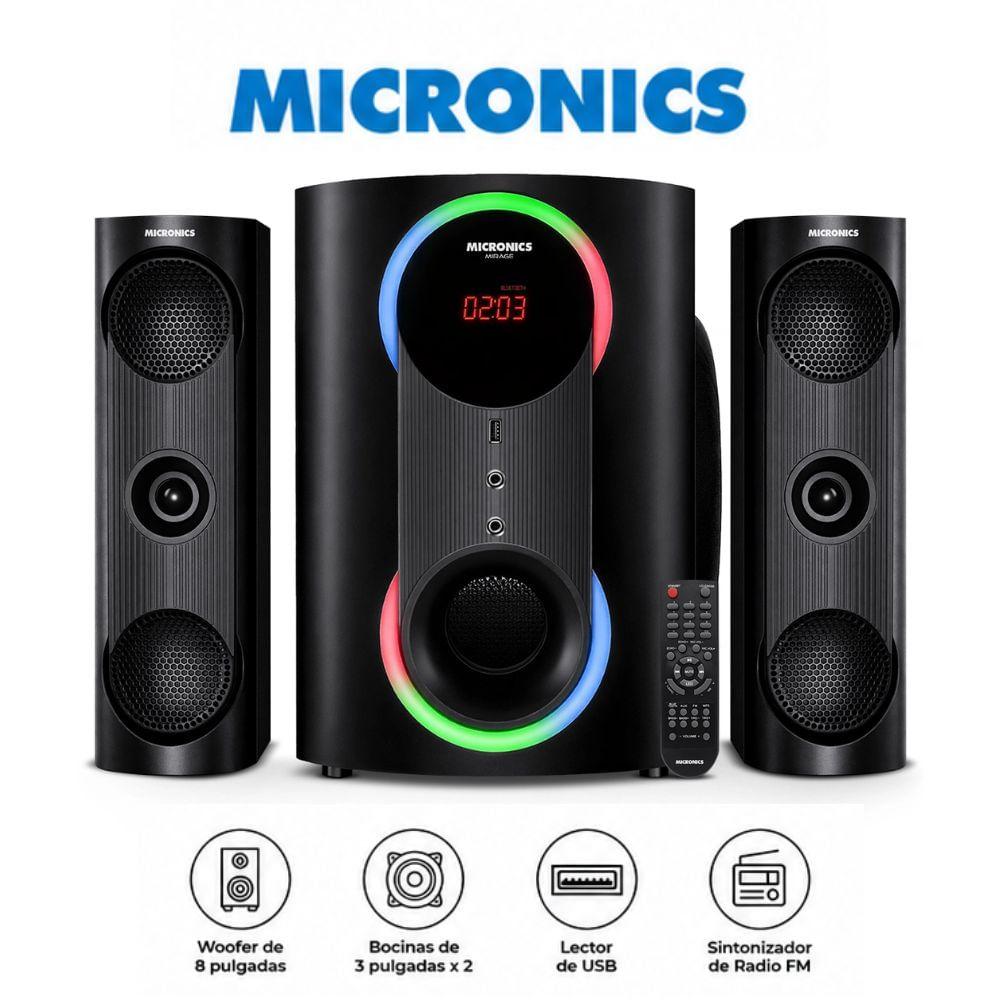 Equipo de Sonido Micronics Mirage MIC S7008 Boufer de 8 pulg USB BT