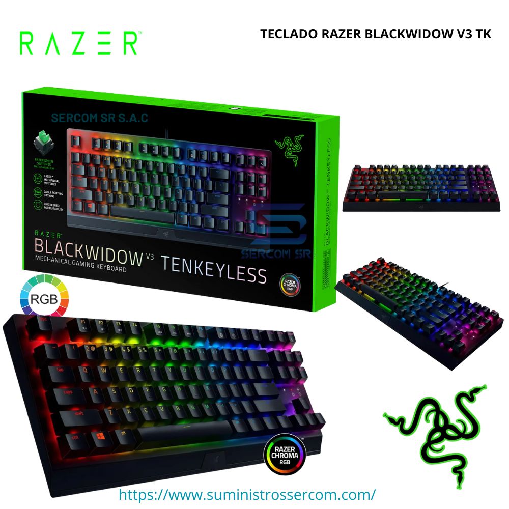 TECLADO RAZER BLACKWIDOW V3 TKL MECHANICAL SWITCH YELLOW US CHROMA BLACK