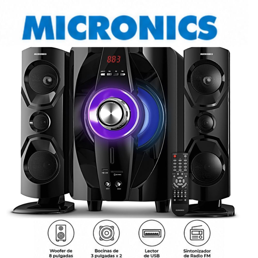 Equipo de Sonido Micronics Shelby MIC S7011BT 150 Watts USB.SD Bluetooth