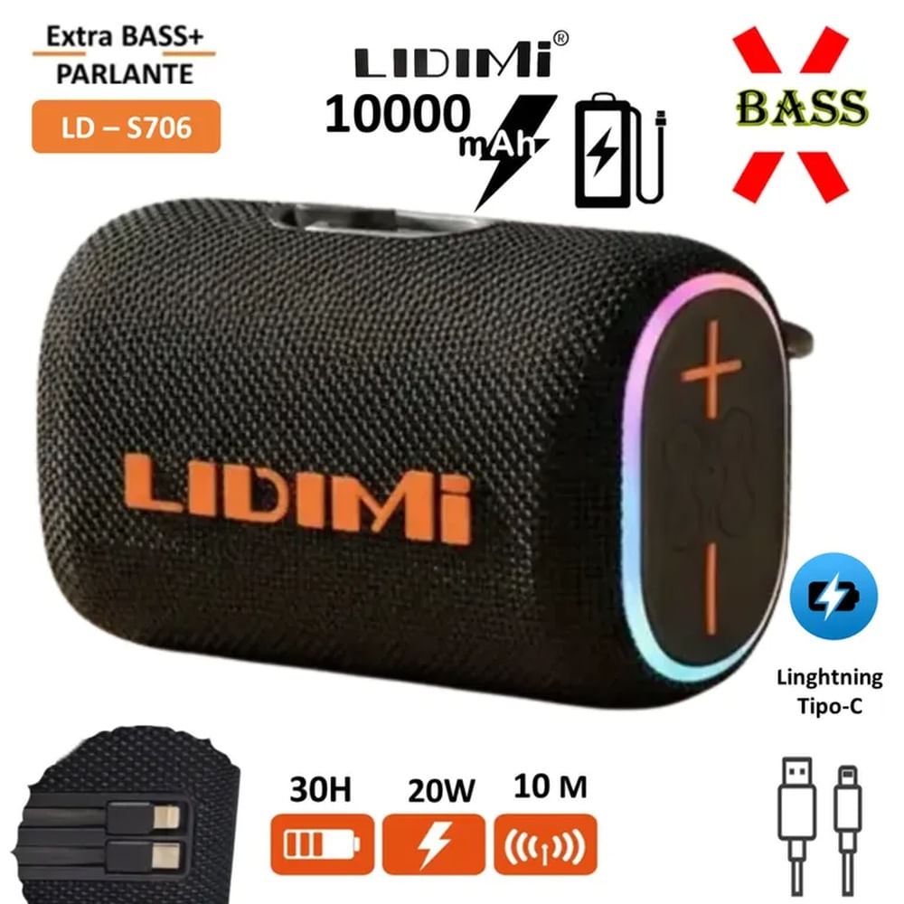 Parlante Power Bank Lidimi LD-S706 Radio FM USB 10000mAh