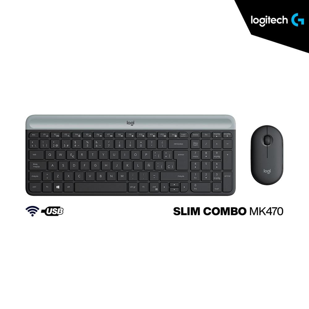 KIT LOGITECH  TECLADO MOUSE MK470 INALAMBRICO SLIM USB BLACK