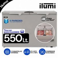 Congelador con tina de Acero Inoxidable de 550 litros Gris Ilumi - TFI-5502DG