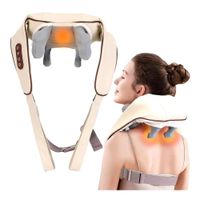 Masajeador De Cuello Y Hombros Shiatsu 4D Inalámbrico Con Calor Recargable Beige