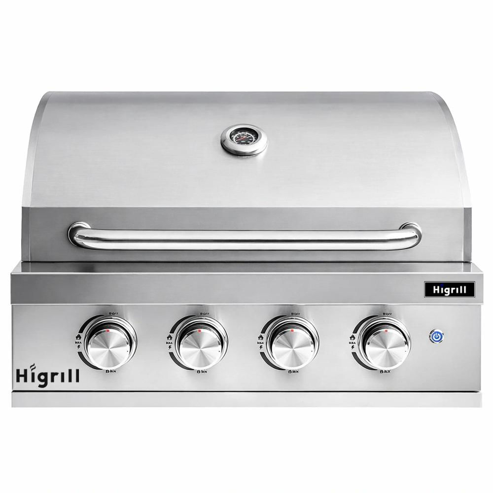 Parrilla A Gas Empotrable HIGRILL 4 Quemadores de Acero Inoxidable 304 con Iluminación Interna