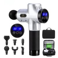 Pistola De Masaje Muscular Profesional 8 Cabezales 30 Velocidades Para Alivio Muscular Gris