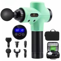 Pistola De Masaje Muscular Profesional 8 Cabezales 30 Velocidades Para Alivio Muscular Verde