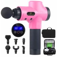 Pistola De Masaje Muscular Profesional 8 Cabezales 30 Velocidades Para Alivio Muscular Rosado