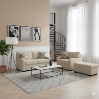 Juego de Sala Raven 2-1 y Banqueta Beige