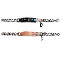 Pulseras Pareja Acero Inoxidable Negro Dorado His Her King