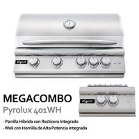 Parrilla A Gas y Carbón de 5 Quemadores Y Wok Hornilla de Alta Potencia Línea de Alta Gama Pyrolux